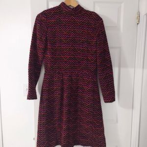 2/$25 Vintage mock neck dress with textured fabric and long sleeves